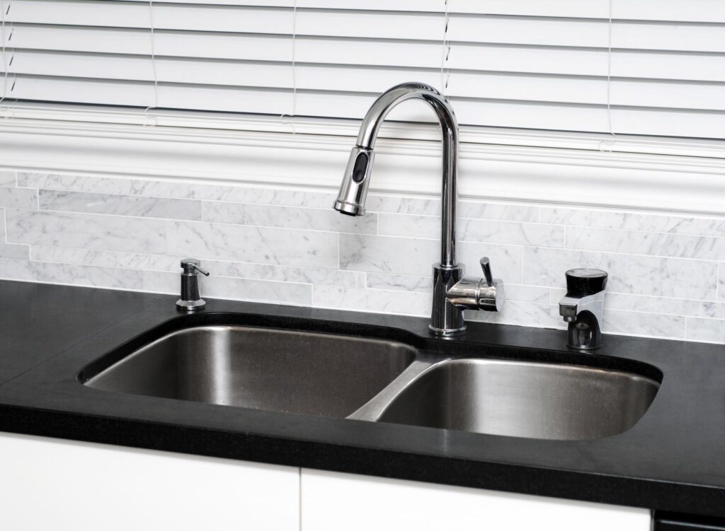Metal Kitchen Faucet with a black tile finish.
