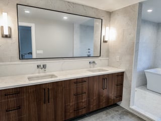 modern bathroom with double sink